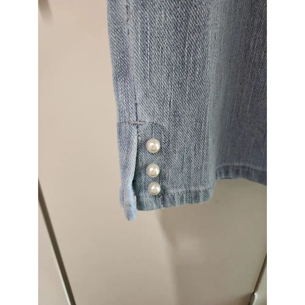 Belle Kim Gravel Believe in Your Beauty Faded Jeans w/ Pearl Accent Size 20WT